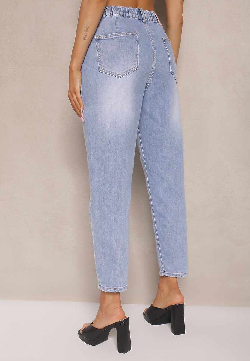 Niebieskie Jeansy z Bawełny Mom Fit High Waist Lisavenna 3