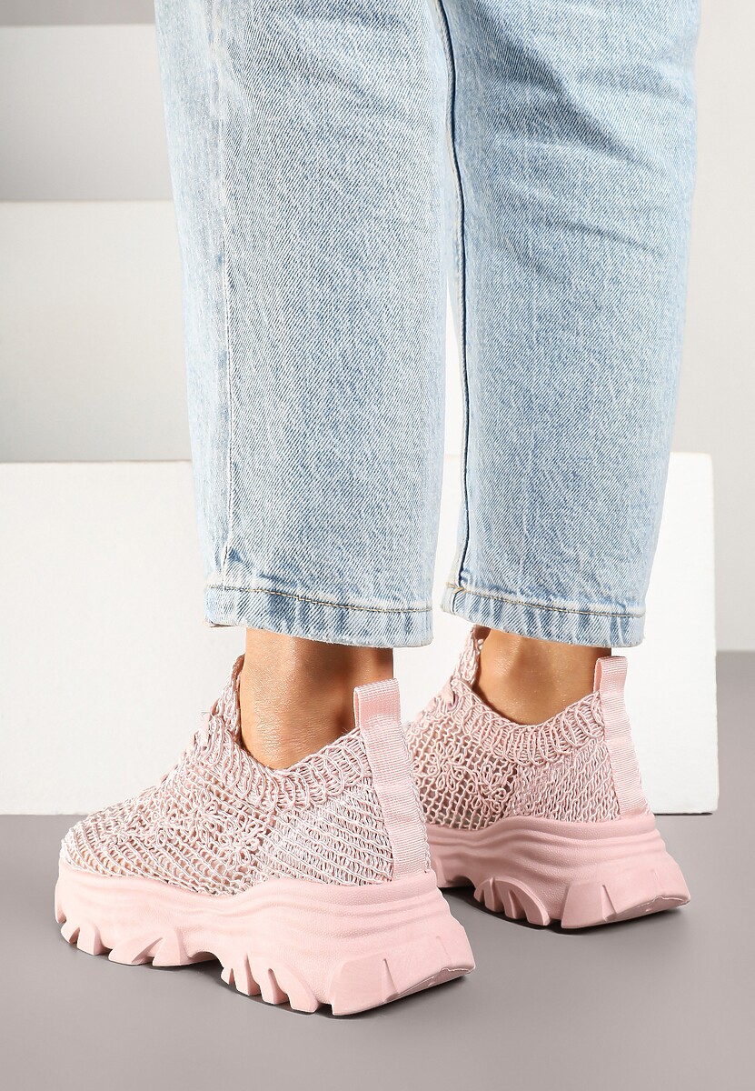 Różowe Sneakersy Ozdobione Siateczką Toliselle 3