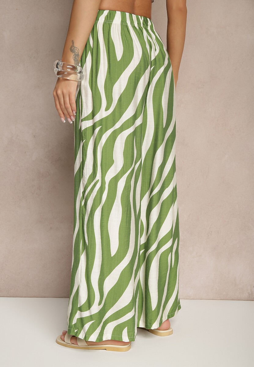 Pantaloni Lisamelia Verde cu alb 3