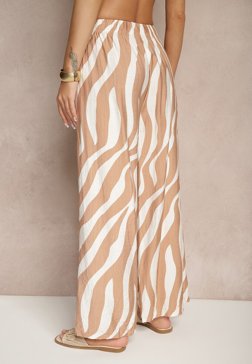 Pantaloni Lisamelia Bej cu alb 3