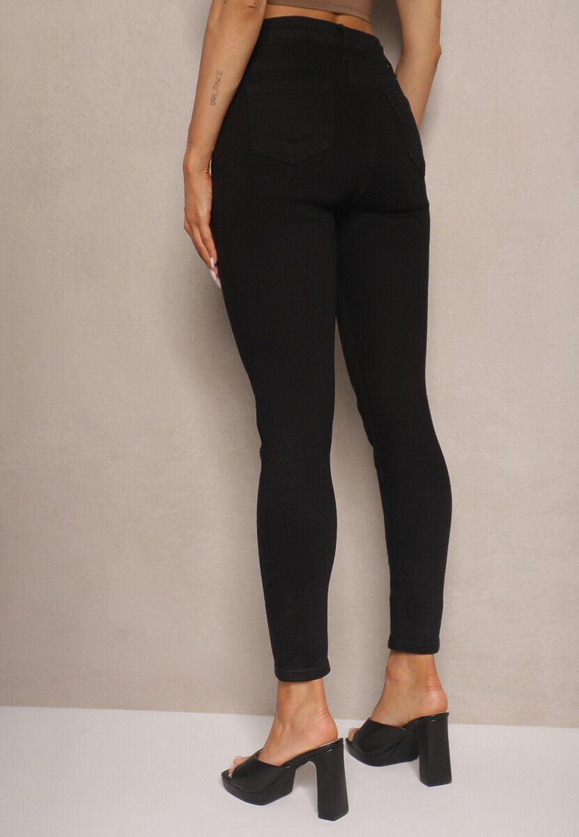 Czarne Jeansy Slim z Bawełną i Wiskozą High Waist Calliran 3
