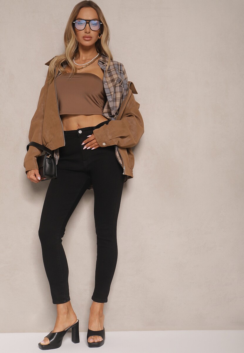 Czarne Jeansy Slim z Bawełną i Wiskozą High Waist Calliran 2
