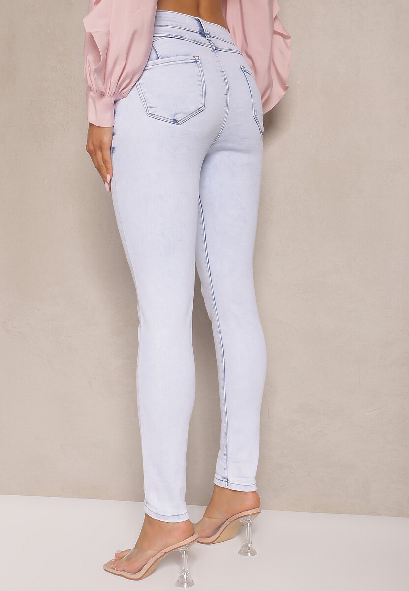 Jasnoniebieskie Jeansy z Wiskozą o Fasonie Skinny Arrivienne 3
