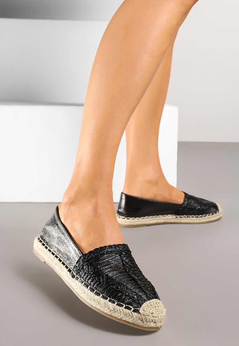 Czarne Espadryle z Ozdobną Plecionką na Cholewce w Stylu Boho Adisella 2