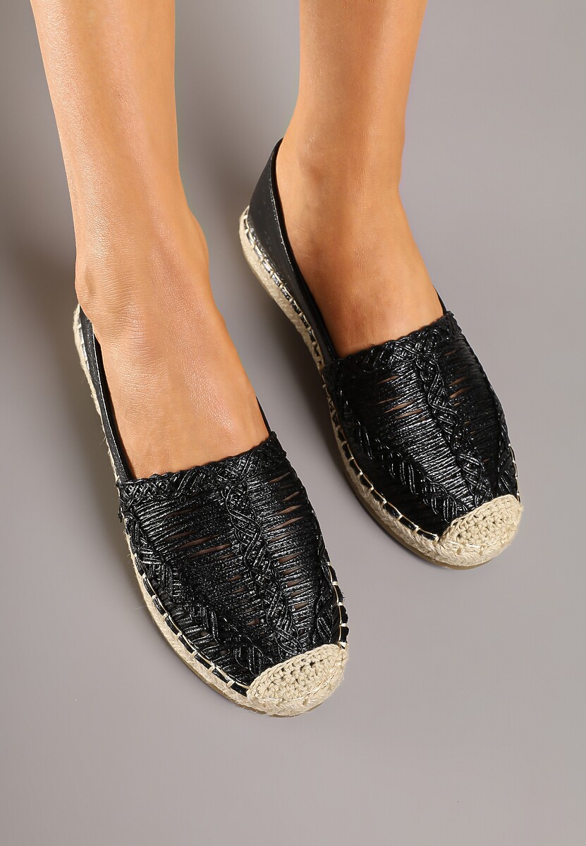 Czarne Espadryle z Ozdobną Plecionką na Cholewce w Stylu Boho Adisella 3