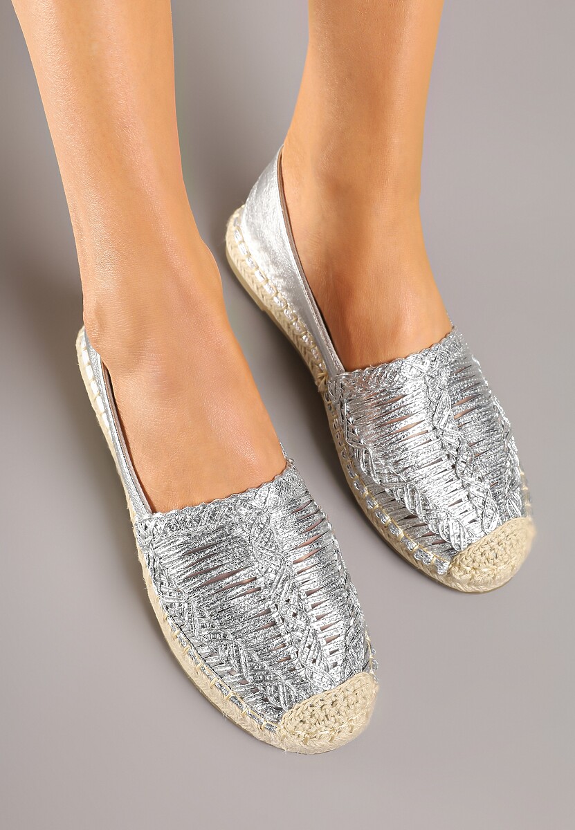 Srebrne Espadryle z Ozdobną Plecionką na Cholewce w Stylu Boho Adisella 3