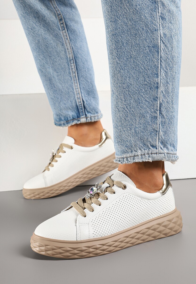Sneakers Sondria Alb cu auriu 1