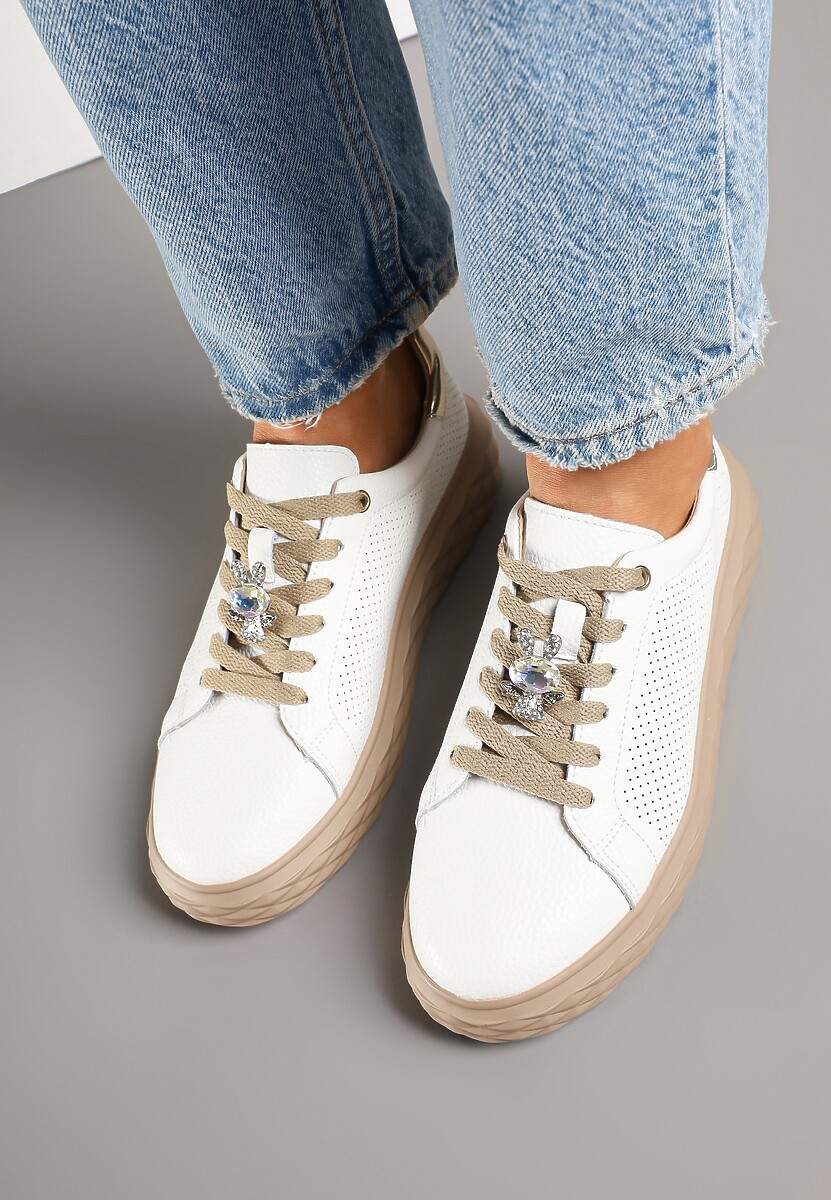 Sneakers Sondria Alb cu auriu 3