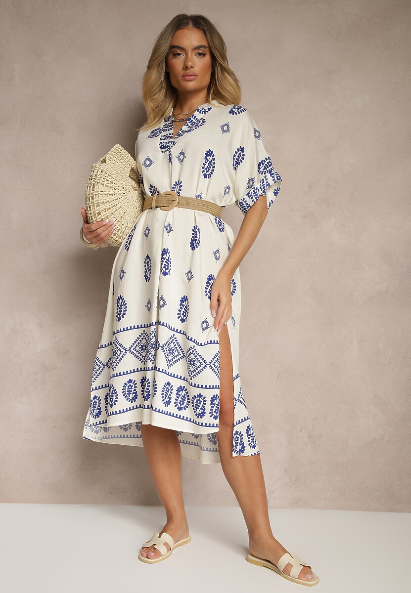 Rochie Virbia Albastră cu crem 2
