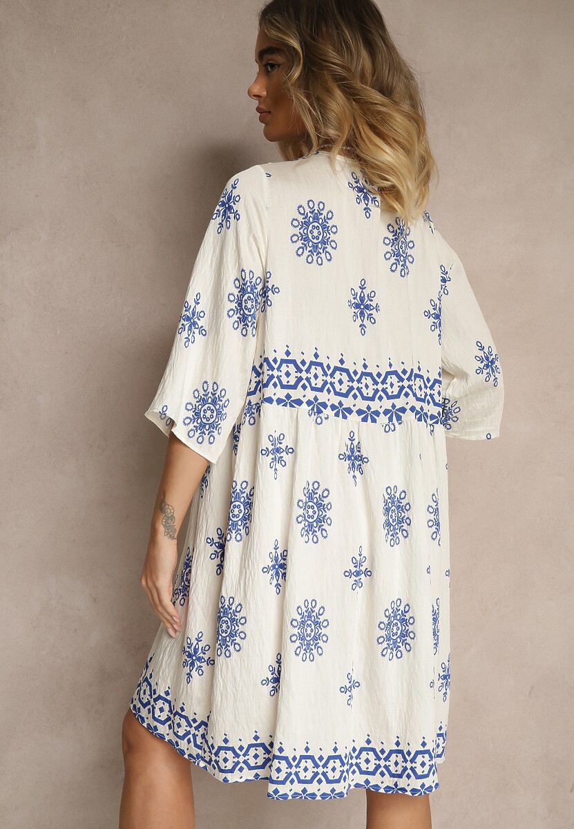 Rochie Daviloria Albastră cu crem 3