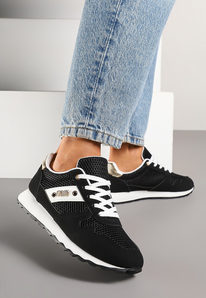 Czarne Sneakersy z Ozdobnymi Cyrkoniami Adisona 2