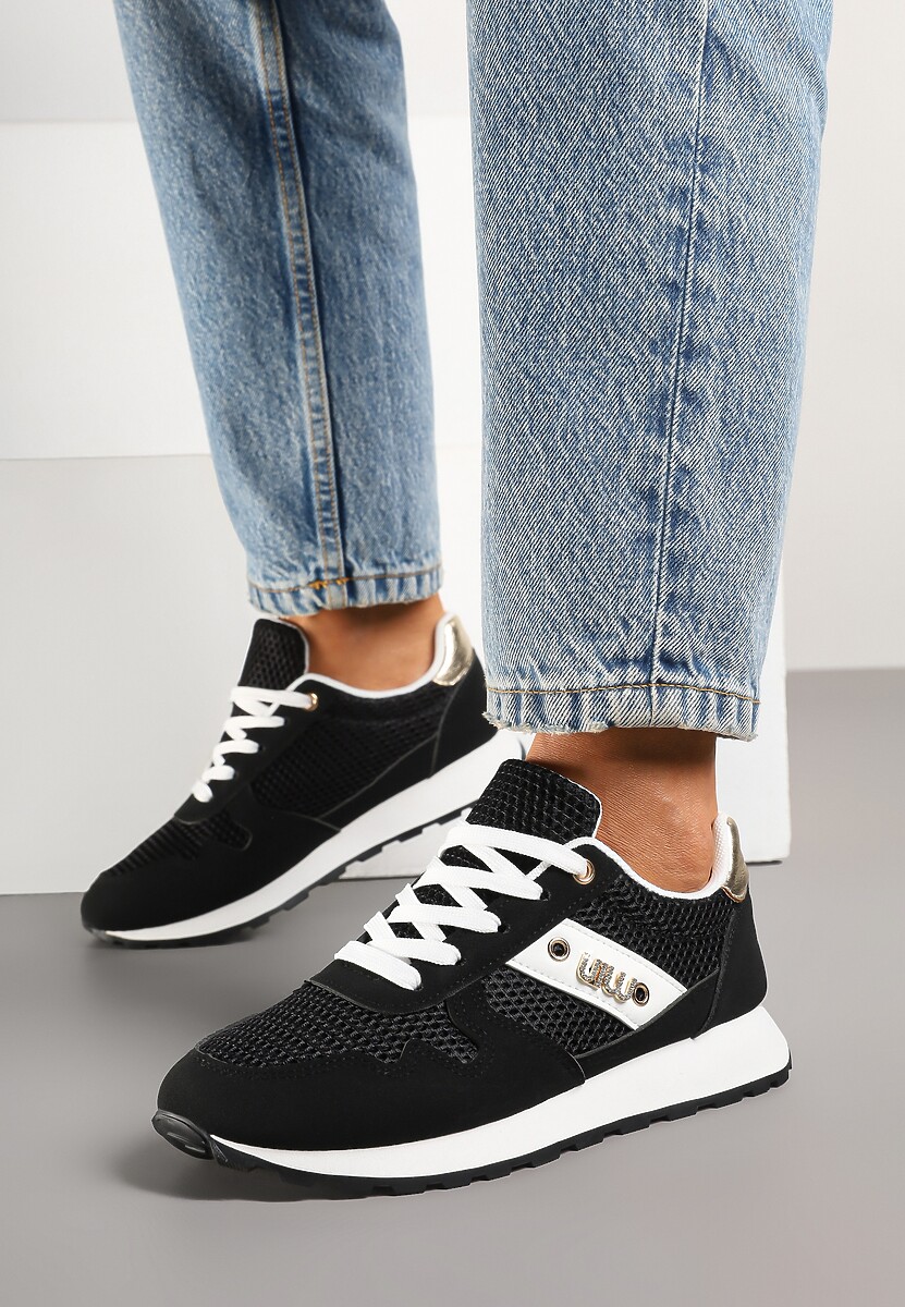 Czarne Sneakersy z Ozdobnymi Cyrkoniami Adisona 3