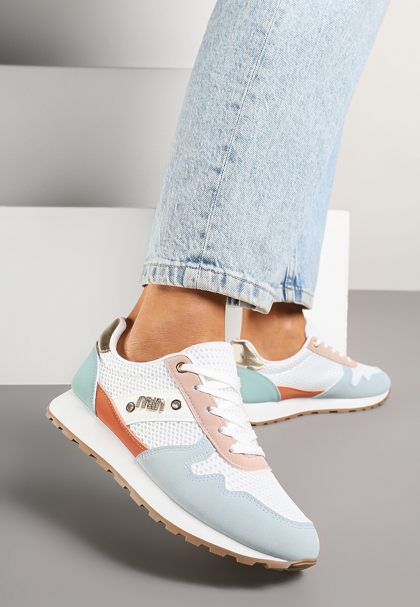 Biało-Niebieskie Sneakersy z Ozdobnymi Cyrkoniami Adisona 1