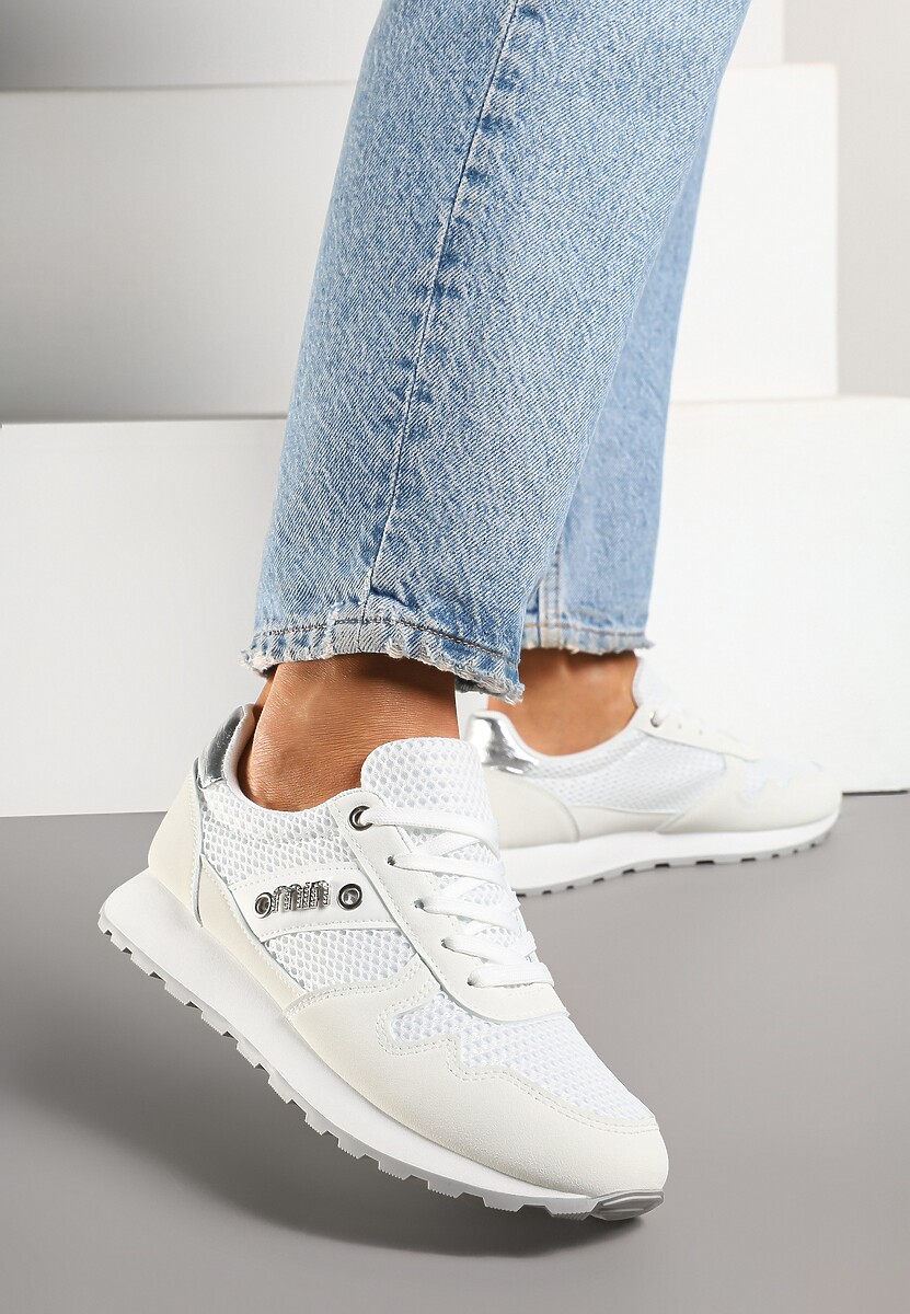 Białe Sneakersy z Ozdobnymi Cyrkoniami Adisona 2