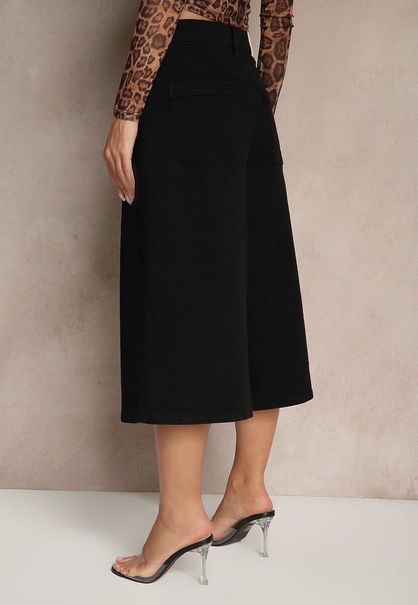 Czarne Szorty Jeansowe High Waist Typu Bermudy Baggy Sonallea 3