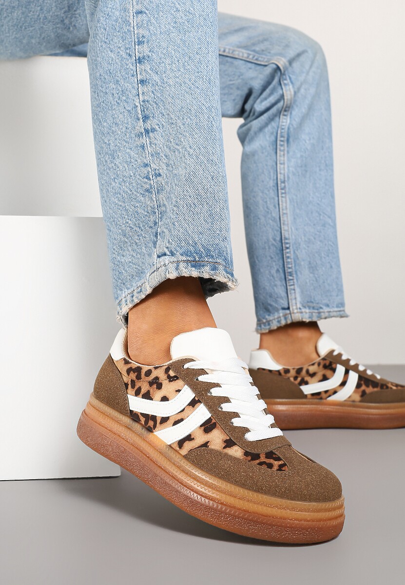 Panterkowe Sneakersy Typu Kultowe Tenisówki na Niskiej Platformie Olritia 2