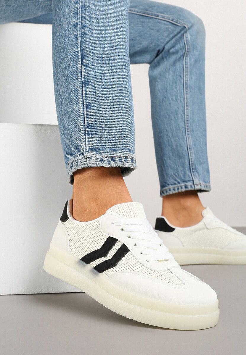 Białe Sneakersy Tenisówki Ozdobione Paskami Falovinia 1