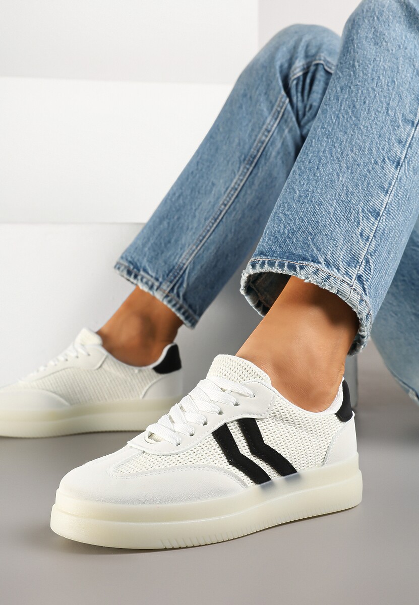 Białe Sneakersy Tenisówki Ozdobione Paskami Falovinia 2