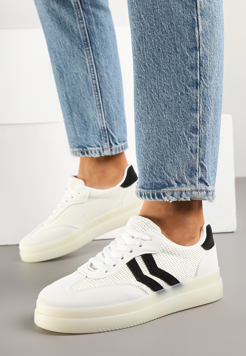 Białe Sneakersy Tenisówki Ozdobione Paskami Falovinia 3