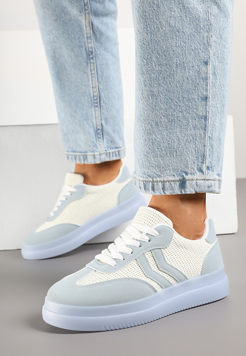 Niebieskie Sneakersy Tenisówki Ozdobione Paskami Falovinia 3