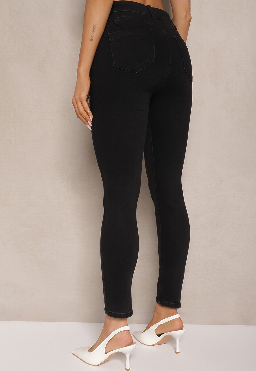 Czarne Jeansy o Fasonie Skinny Push Up Vosea 3