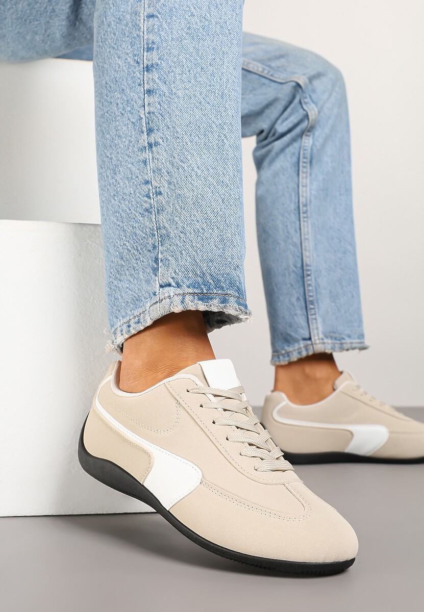 Beżowe Sneakersy Typu Klasyczne Tenisówki Zelritia 1