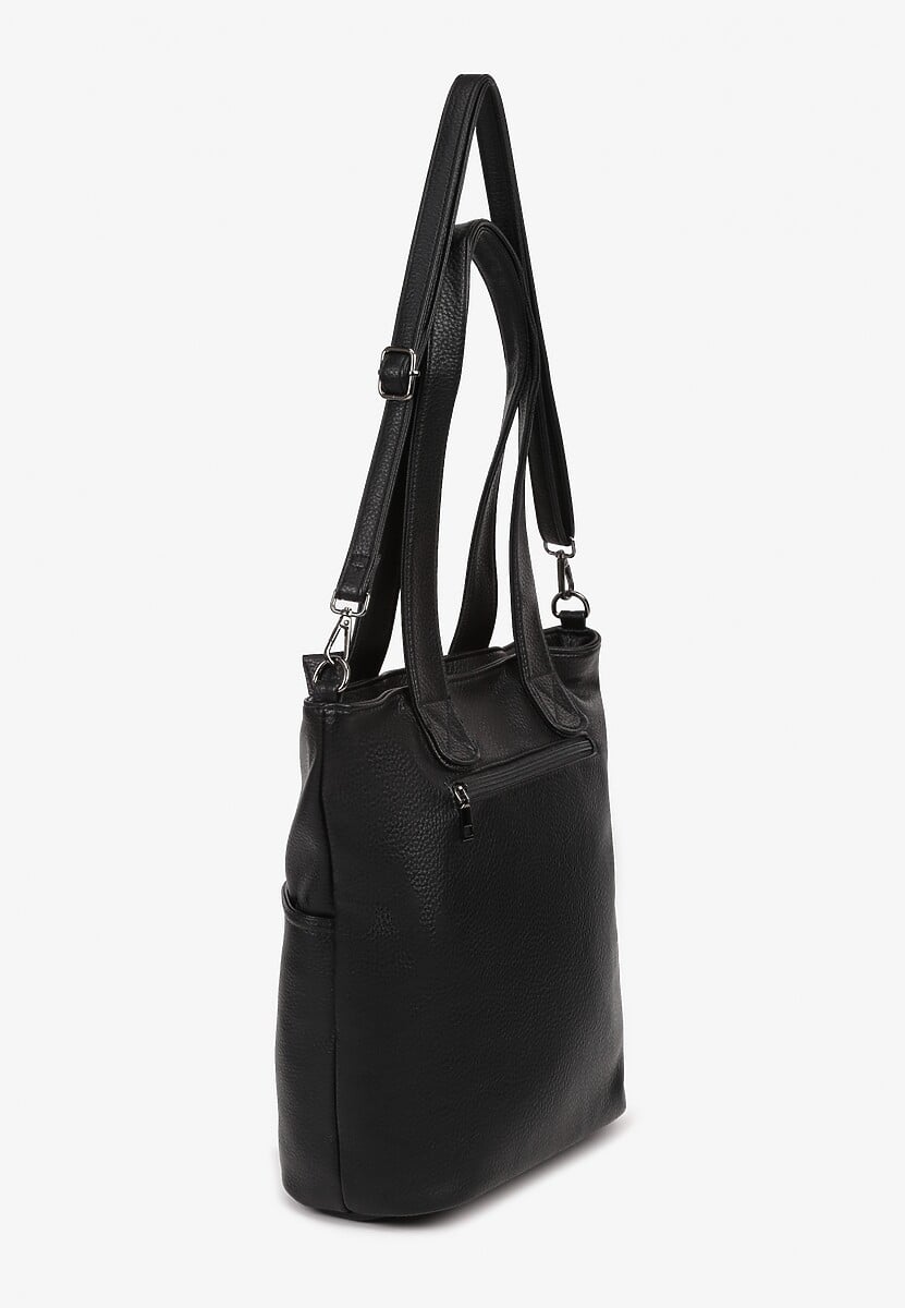 Czarna Torebka Shopper Tote z Uchwytami i Regulowanym Paskiem Silpio 2
