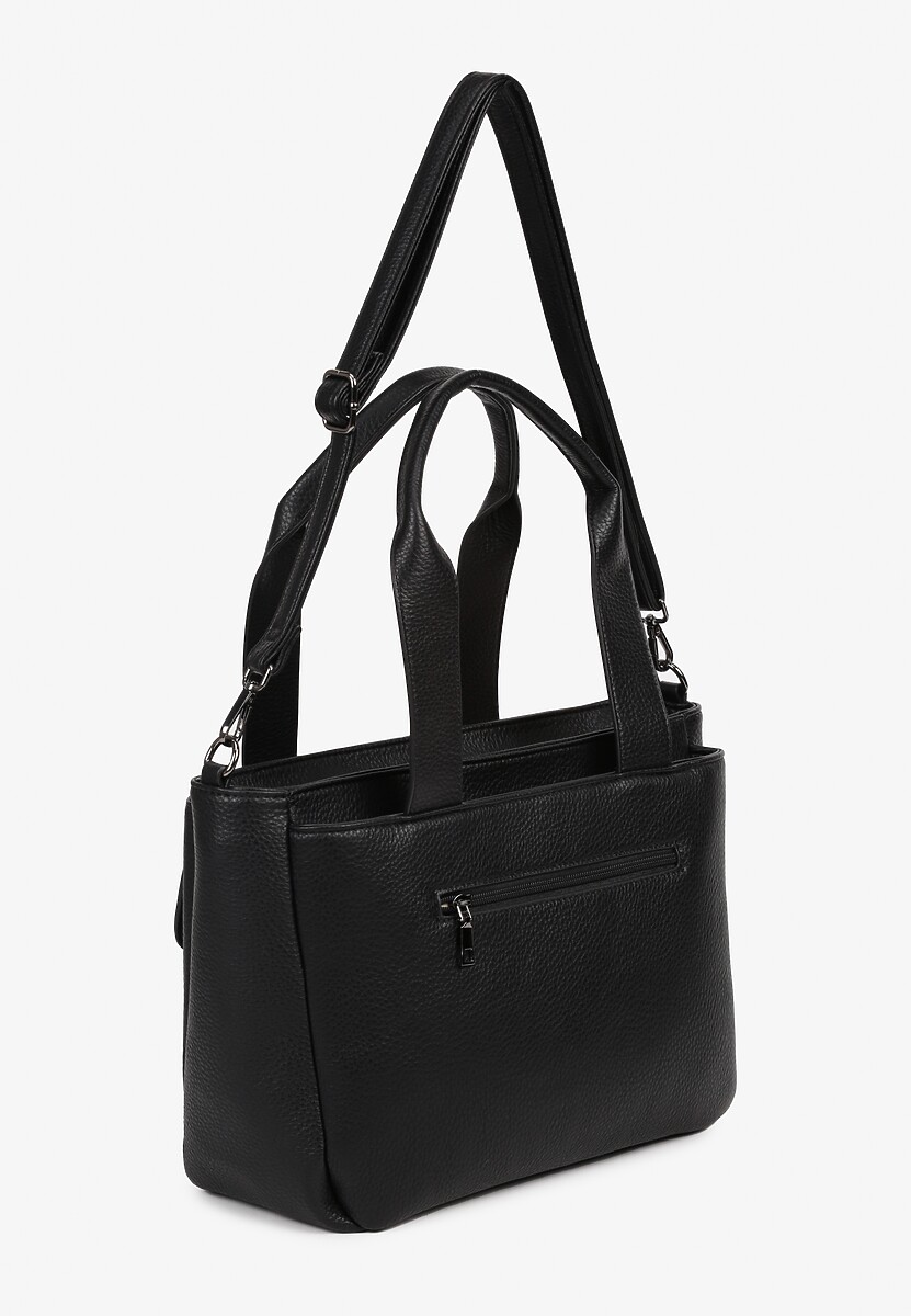 Czarna Torebka Typu Shopper z Klamerką i Dodatkowym Paskiem Crossbody Kolarienna 2