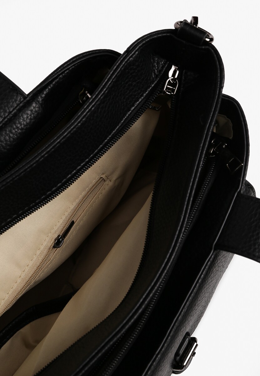 Czarna Torebka Typu Shopper z Klamerką i Dodatkowym Paskiem Crossbody Kolarienna 3