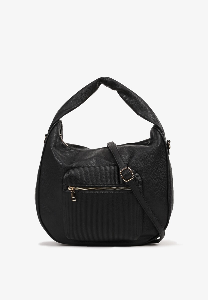 Czarna Torebka o Fasonie Hobo z Dodatkowym Paskiem Crossbody Mepila 1