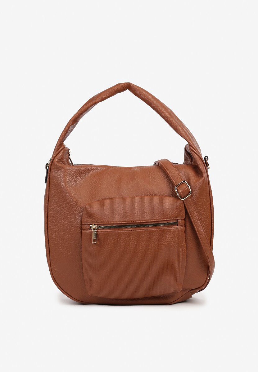 Jasnobrązowa Torebka o Fasonie Hobo z Dodatkowym Paskiem Crossbody Mepila 1