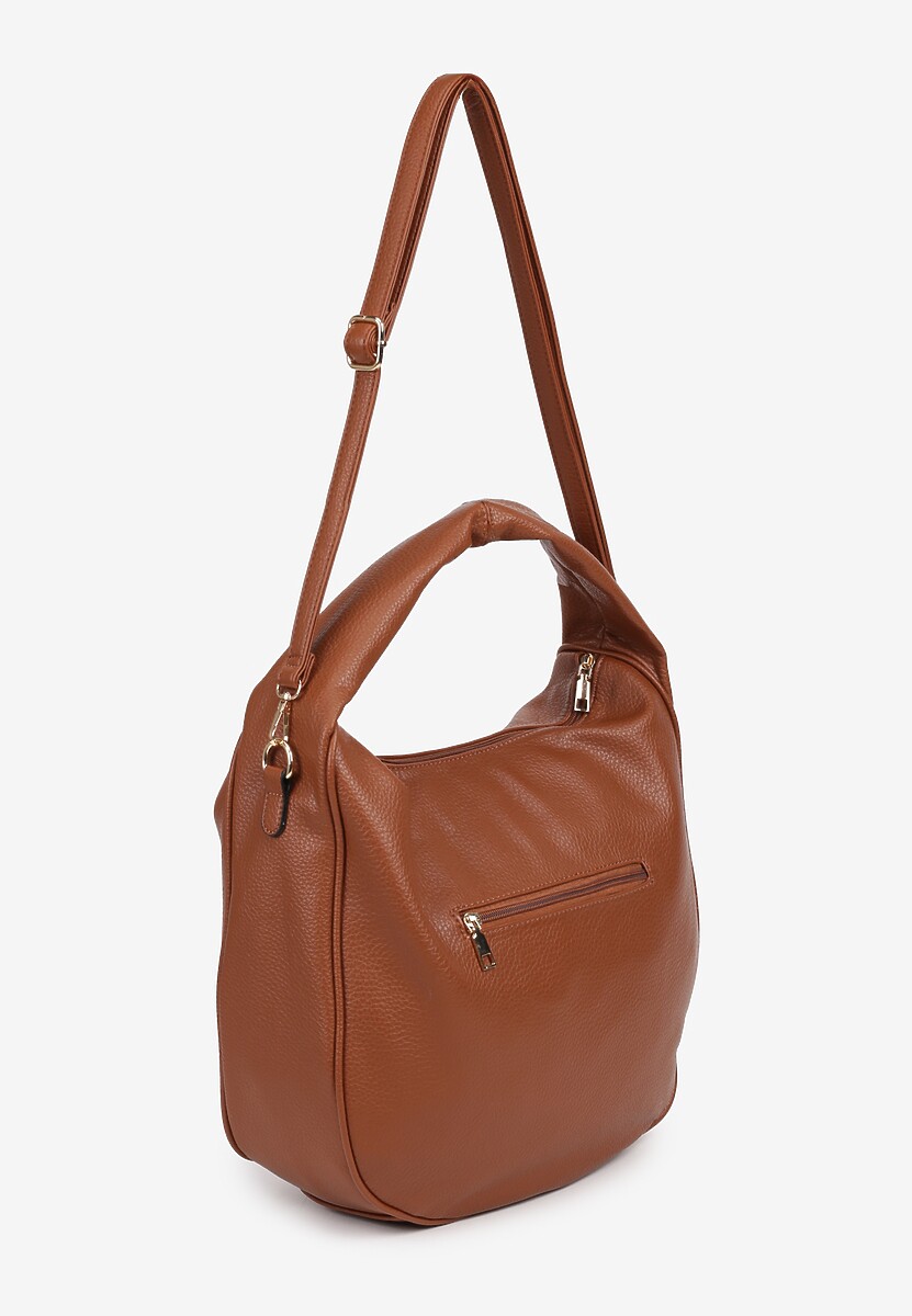 Jasnobrązowa Torebka o Fasonie Hobo z Dodatkowym Paskiem Crossbody Mepila 2