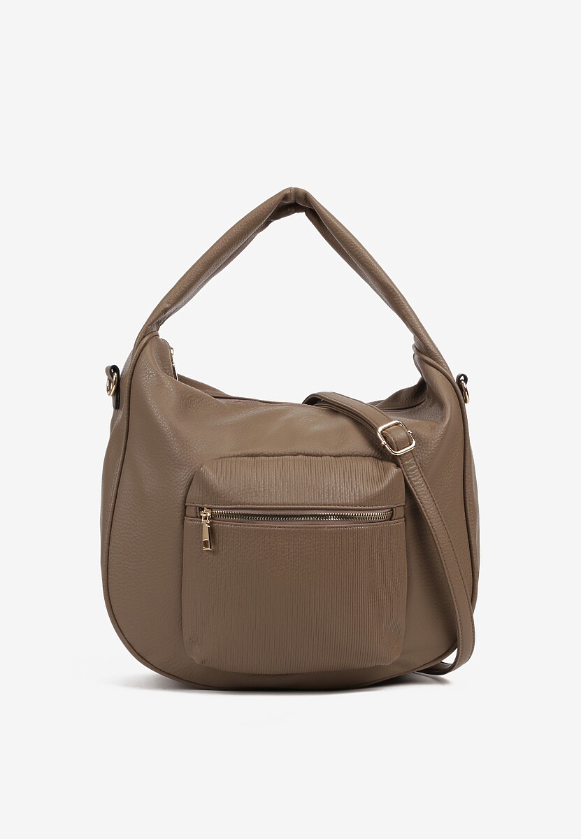 Beżowa Torebka o Fasonie Hobo z Dodatkowym Paskiem Crossbody Mepila 1