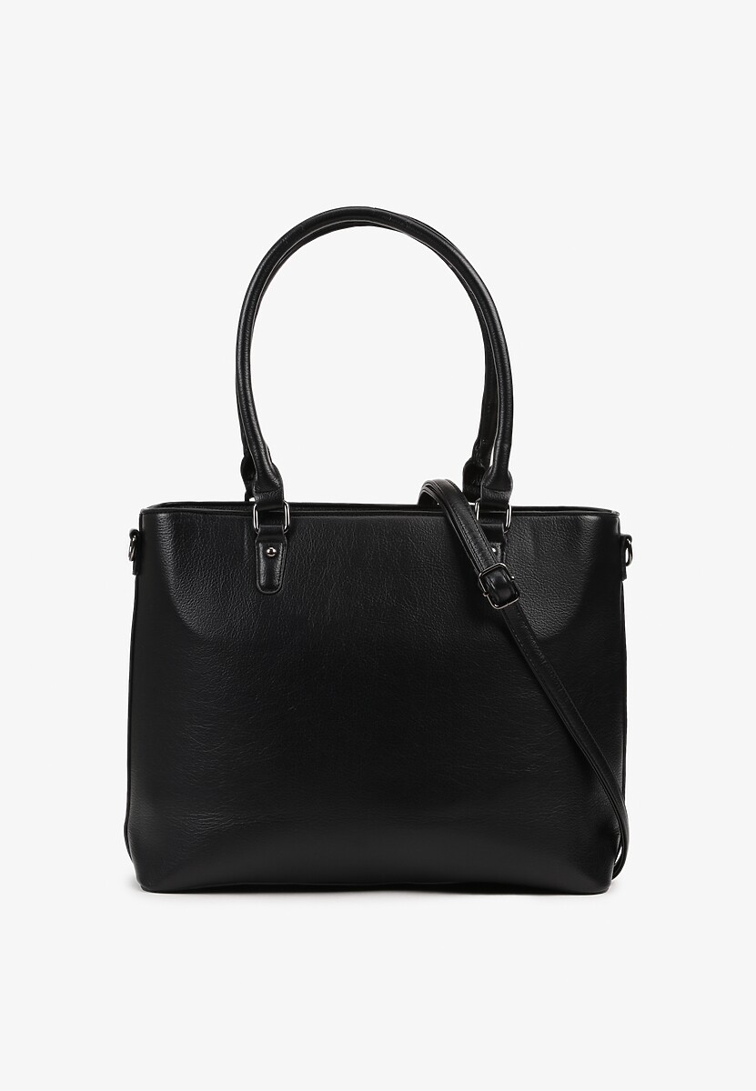 Czarna Duża Torebka Shopper  z Regulowanym Paskiem Amianne 1