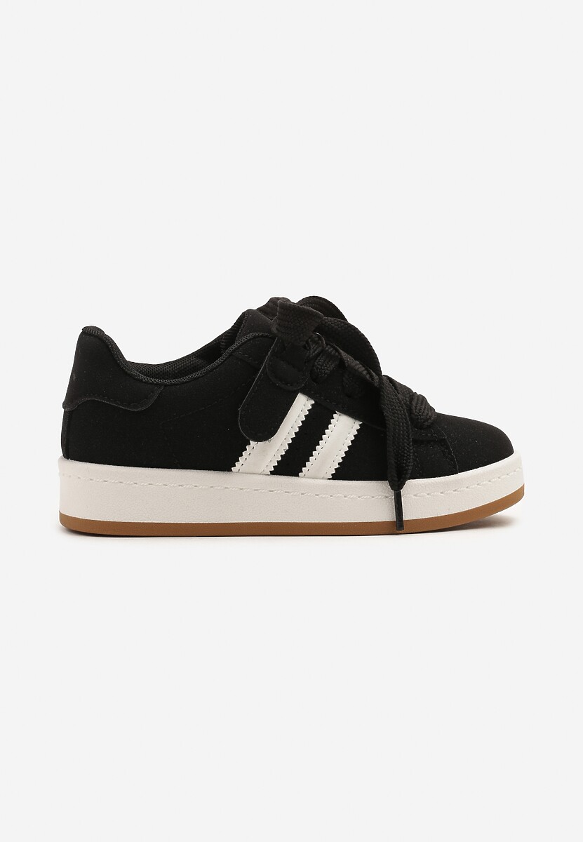 Czarne Buty Sportowe Streetwearowe Tenisówki z Szerokimi Sznurówkami Silriti 1