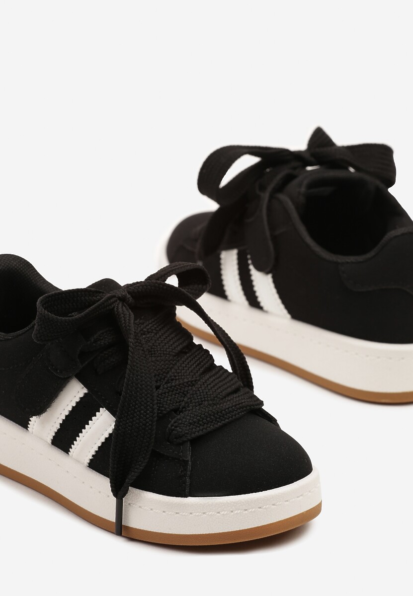 Czarne Buty Sportowe Streetwearowe Tenisówki z Szerokimi Sznurówkami Silriti 3