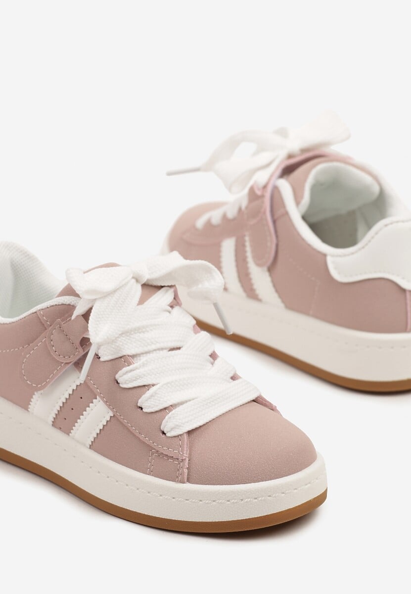 Różowe Buty Sportowe Streetwearowe Tenisówki z Szerokimi Sznurówkami Silriti 3