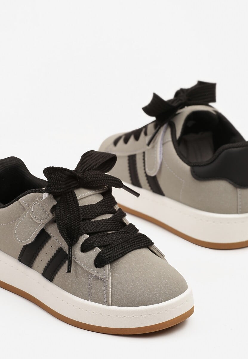 Szare Buty Sportowe Streetwearowe Tenisówki z Szerokimi Sznurówkami Silriti 3