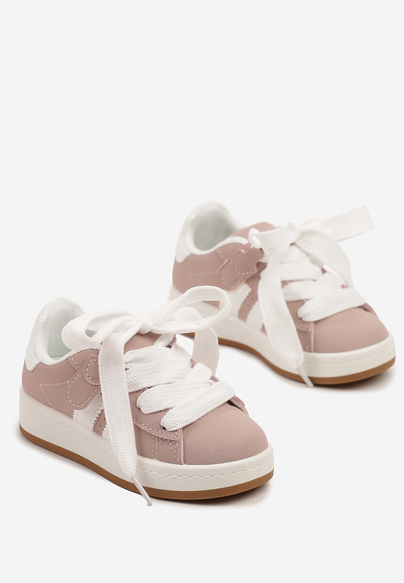 Różowe Buty Sportowe Sneakersy Ozdobione Paskami Worriti 2
