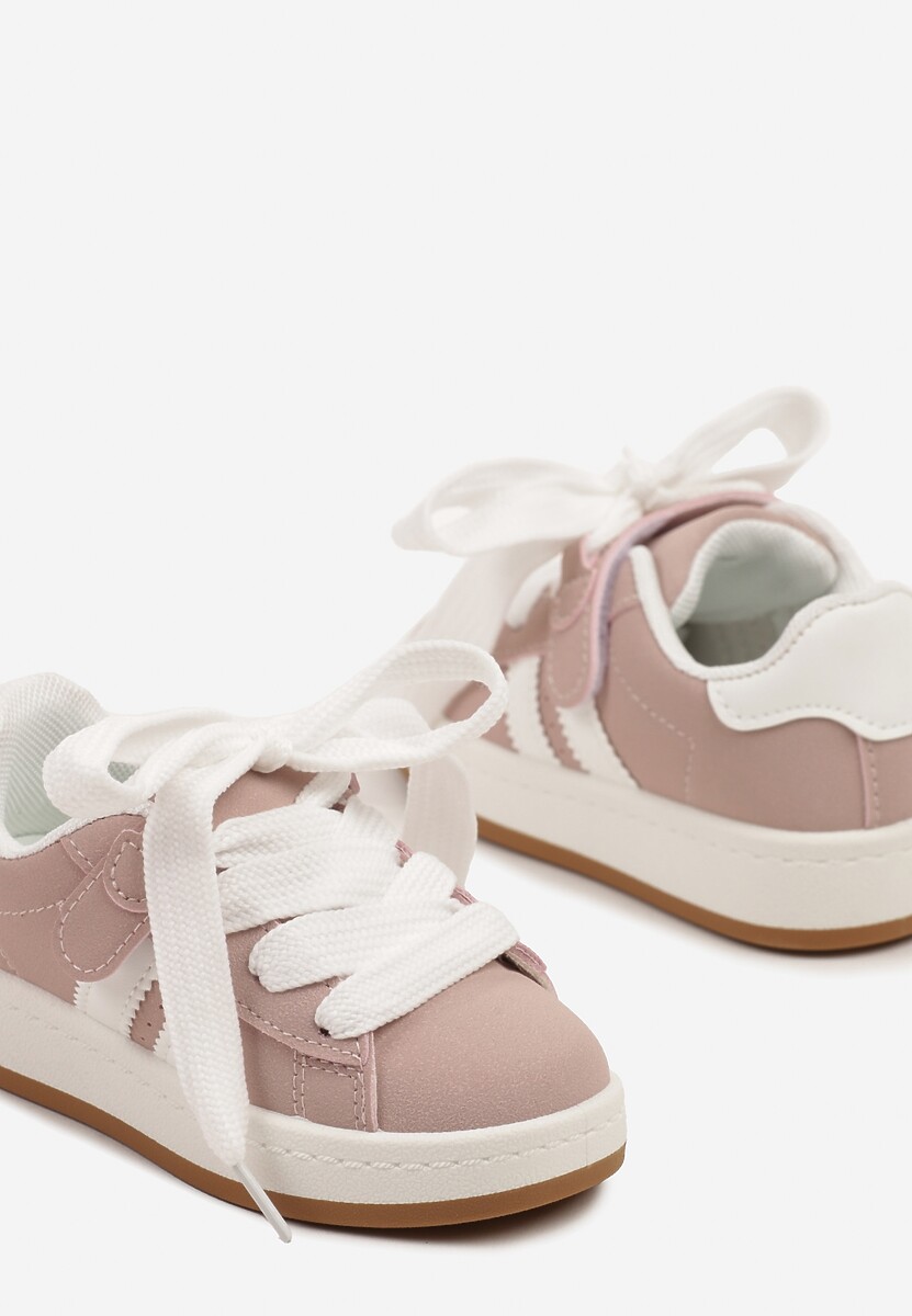 Różowe Buty Sportowe Sneakersy Ozdobione Paskami Worriti 3