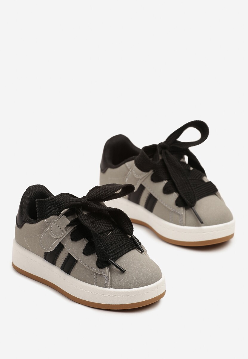Szare Buty Sportowe Sneakersy Ozdobione Paskami Worriti 2