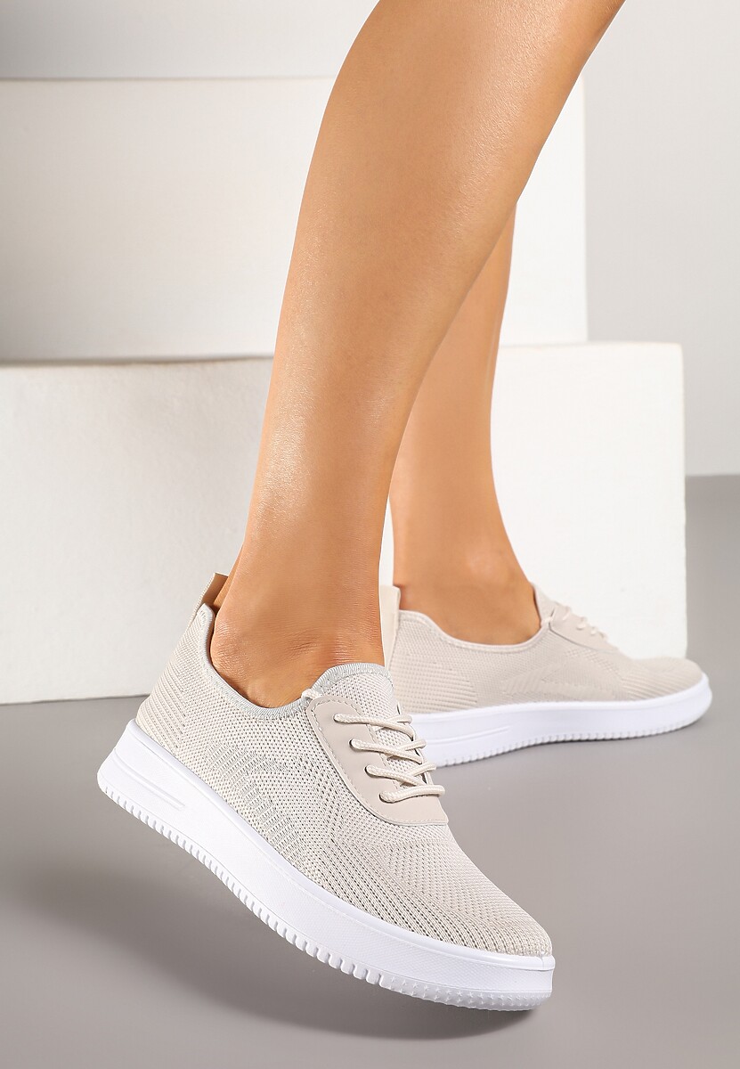 Beżowe Siateczkowe Buty Sportowe Sneakersy Eravessa 1