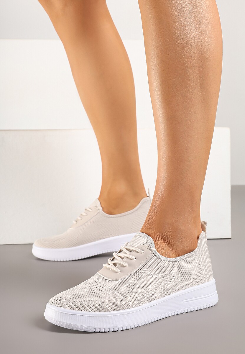 Beżowe Siateczkowe Buty Sportowe Sneakersy Eravessa 2