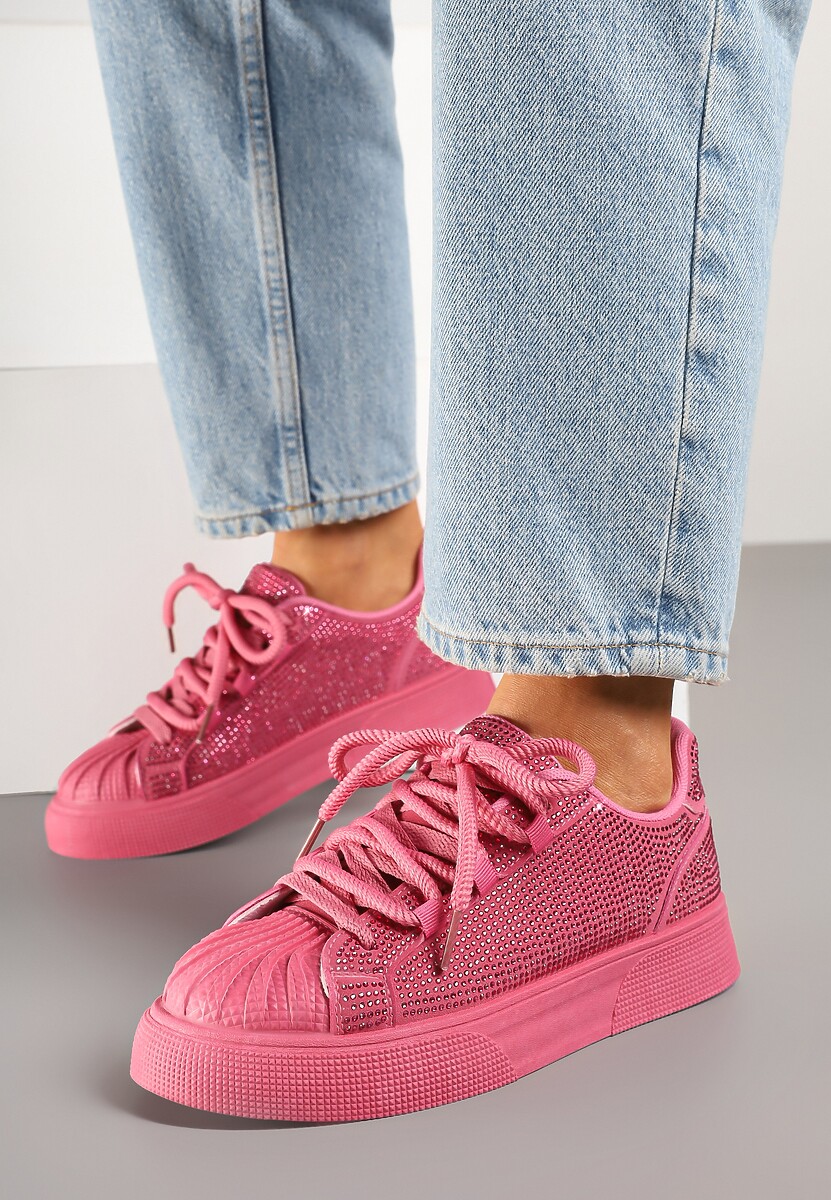 Fuksjowe Sneakersy na Grubej Podeszwie z Cyrkoniami Lisariana 2