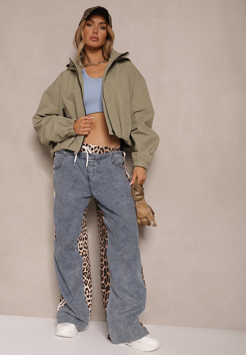 Zielona Kurtka w Stylu Streetwear z Kapturem Oversize Nativiona 3