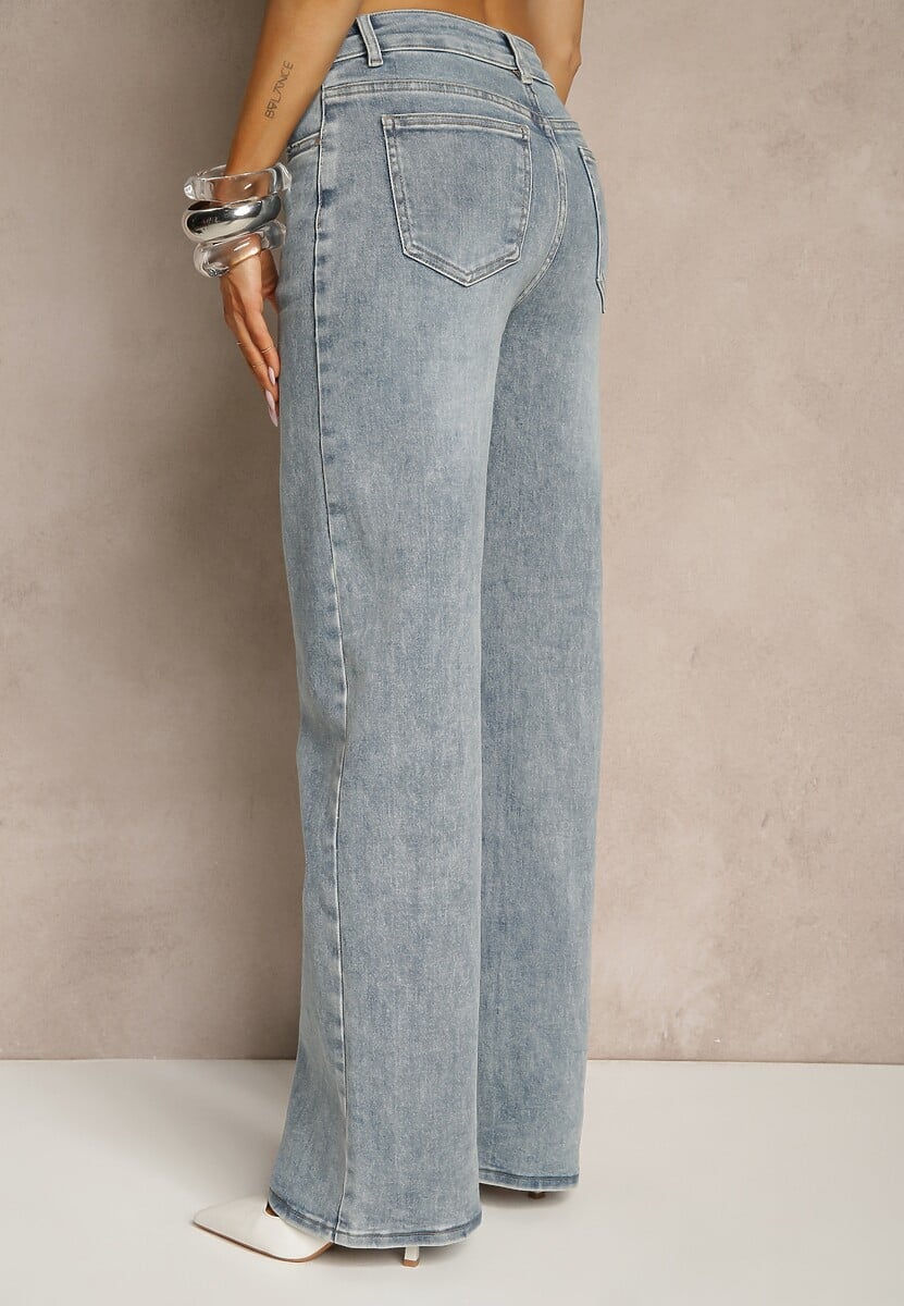 Niebieskie Szerokie Jeansy High Waist z Wiskozą Uliadria 3