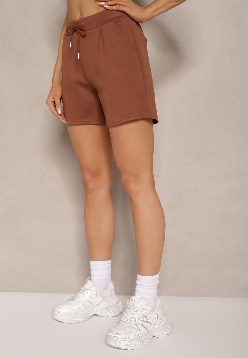 Brązowe Szorty High Waist przed Kolano Saxonia 2