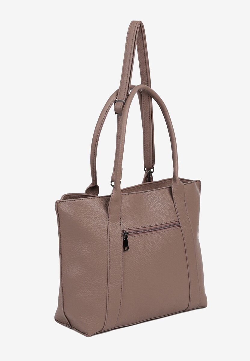 Ciemnobeżowa Duża Torebka Tote w Stylu Casual Firpio 2