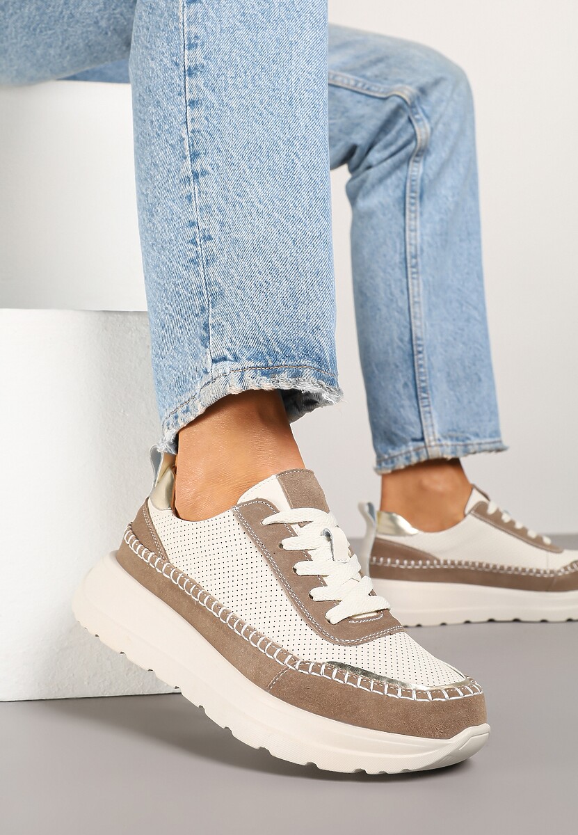 Sneakers Renosa Bej cu maro 1