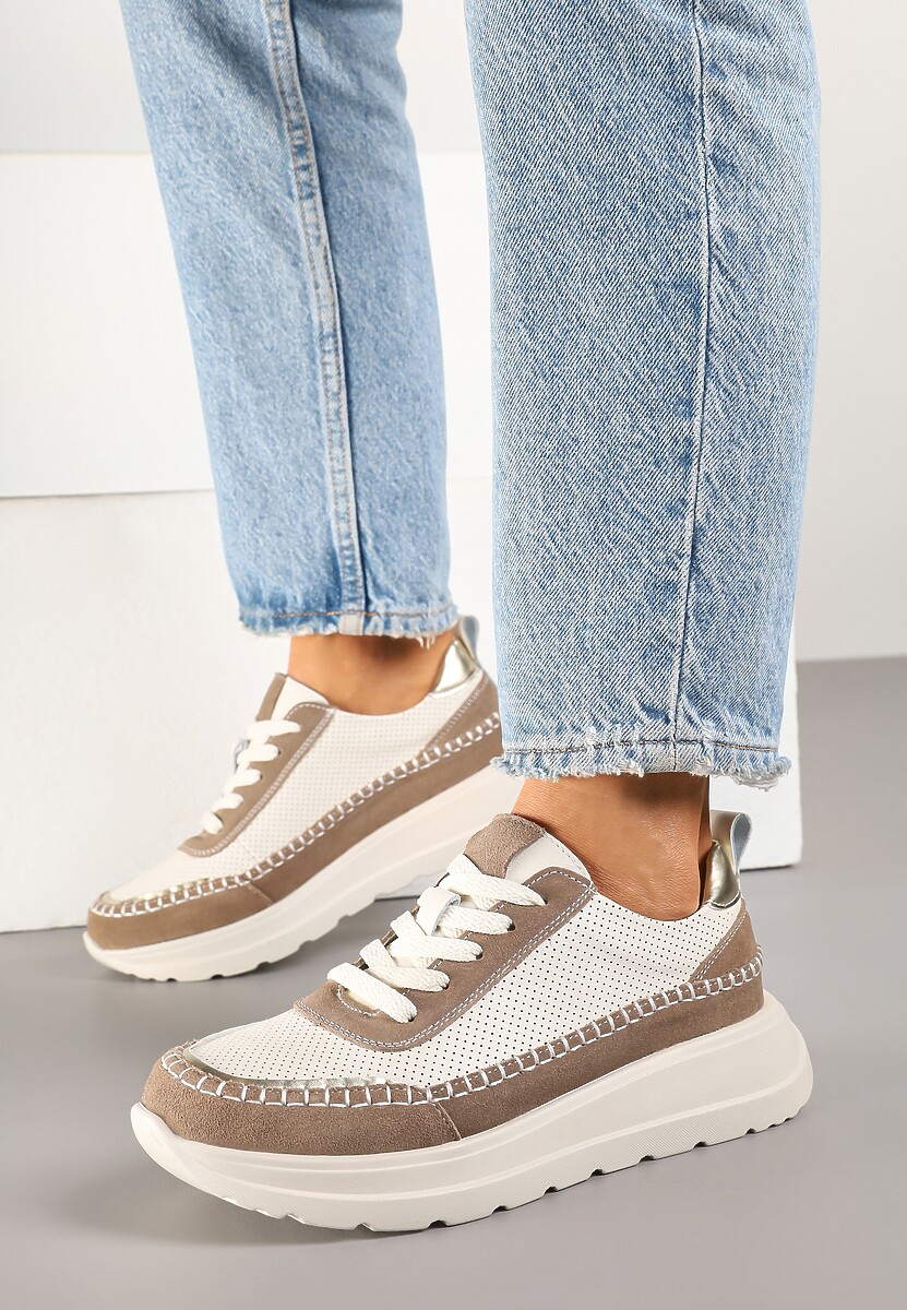 Sneakers Renosa Bej cu maro 2